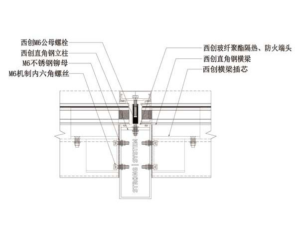 矩形鋼系統(tǒng)幕墻系統(tǒng)-60系列豎明橫隱