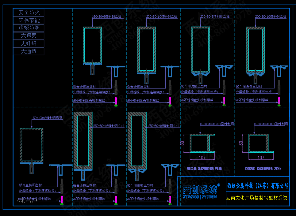 云南文化廣場(chǎng)精制鋼型材幕墻系統(tǒng)圖紙深化案例 - 西創(chuàng)系統(tǒng)(圖3)